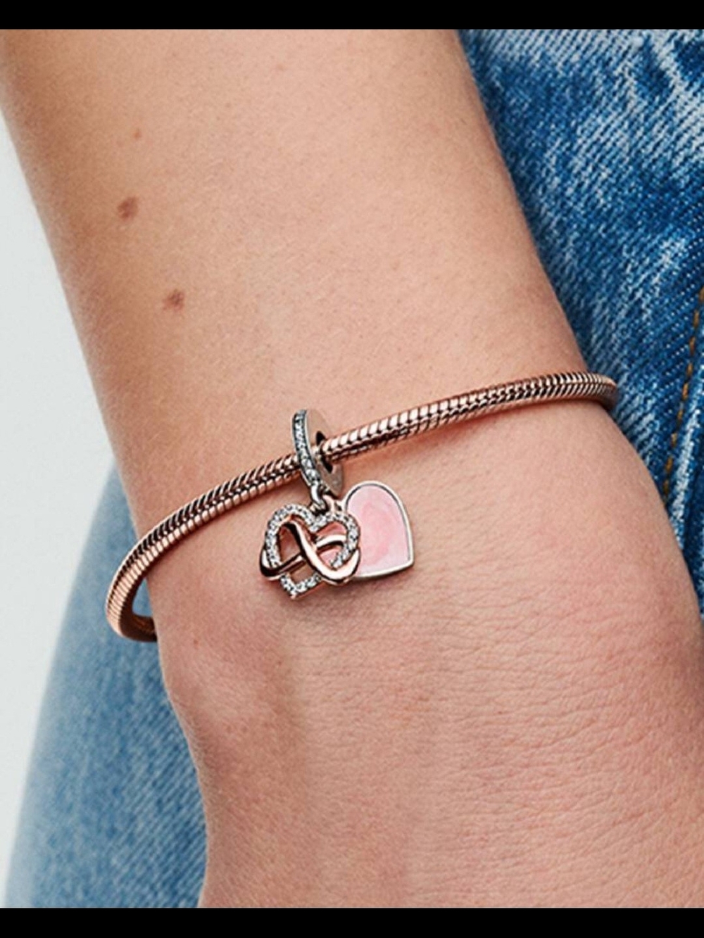 Pandora Rose Gold & Pink Heart Infinity Charm Pendant - Picture 2 of 2